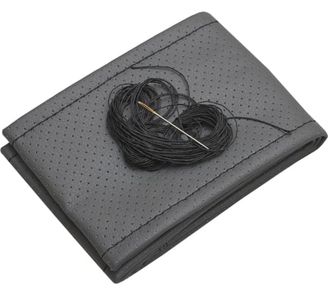 Оплетка для руля REZKON прошивная XL экокожа перфорированная серый черная нитка 8001022031