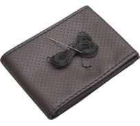 Оплетка для руля REZKON прошивная М экокожа перфорированная коричневая черная нитка 8001026011