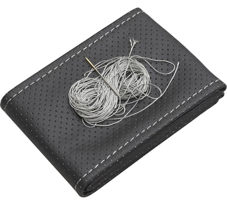 Оплетка для руля REZKON прошивная М экокожа перфорированная черный серая нитка 8001021012