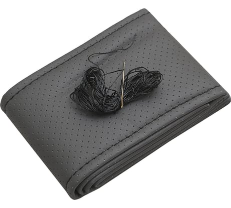 Оплетка для руля REZKON прошивная М экокожа перфорированная серый черная нитка 8001022011