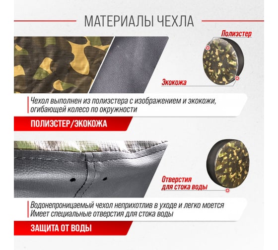 Чехол запасного колеса SKYWAY Камуфляж R15 диаметр 67см, экокожа/полиэстер S06301070