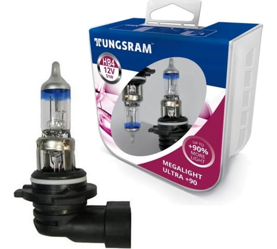 Лампы Tungsram HB4 12V- 51W Megalight Ultra +90, упаковка 2 шт. 9006SXU PB2 1