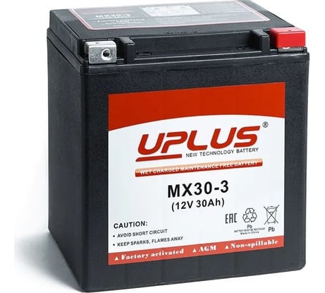 Аккумулятор Uplus Leoch 30Ач, 166x131x175, обратная полярность MX30-3 EPS1230 YB30L-B