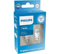 Автолампа PHILIPS T10W W2.1 9.5d LED COOL BLUE Ultinon Pro6000 8000K 60Лм 12V 11961XU60x2 11961XU60X2