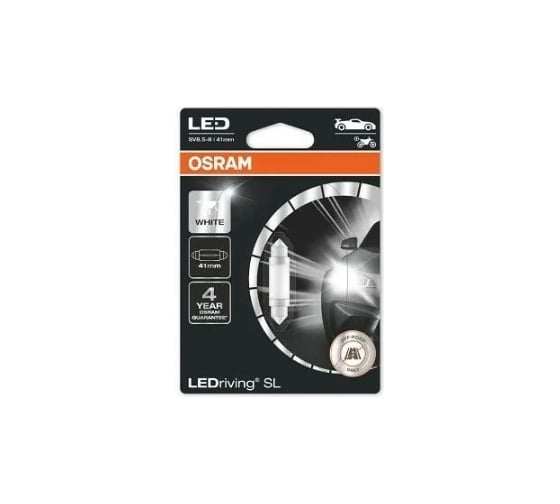 Автолампа Osram C5W, SV8.5/8, LED, 41 мм, блистер, 1 шт., 12 В 6413DWP-01B