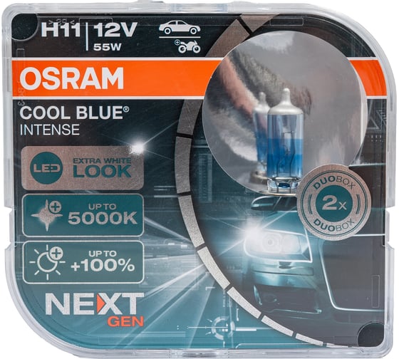 Автолампа Osram H11, 55 Вт, PGJ19-2, COOL BLUE INTENSE, 2 шт., 5000 K, 12 В 64211CBN-HCB