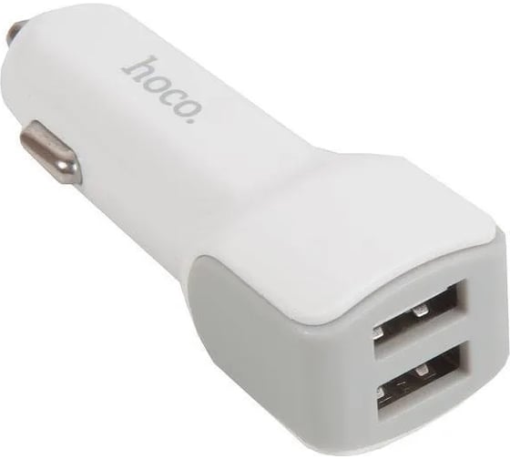 Автомобильная зарядка от прикуривателя Hoco z23, два порта USB, 5V, 2.4A, белый 648472 1