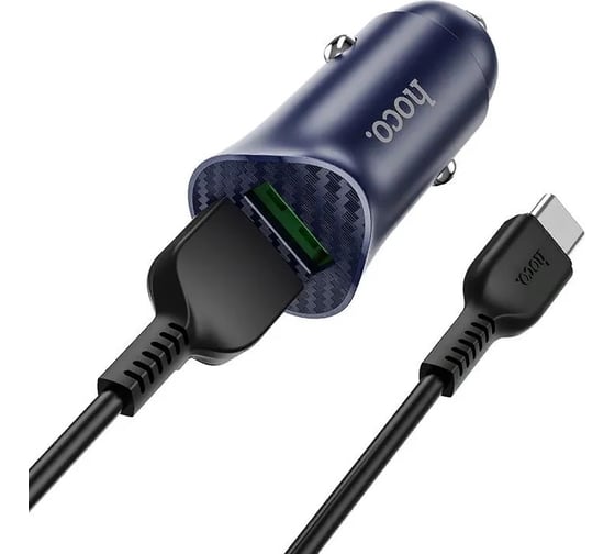 Автомобильная зарядка от прикуривателя Hoco Z39 QC3.0, два порта USB, 18W синий 819588 1