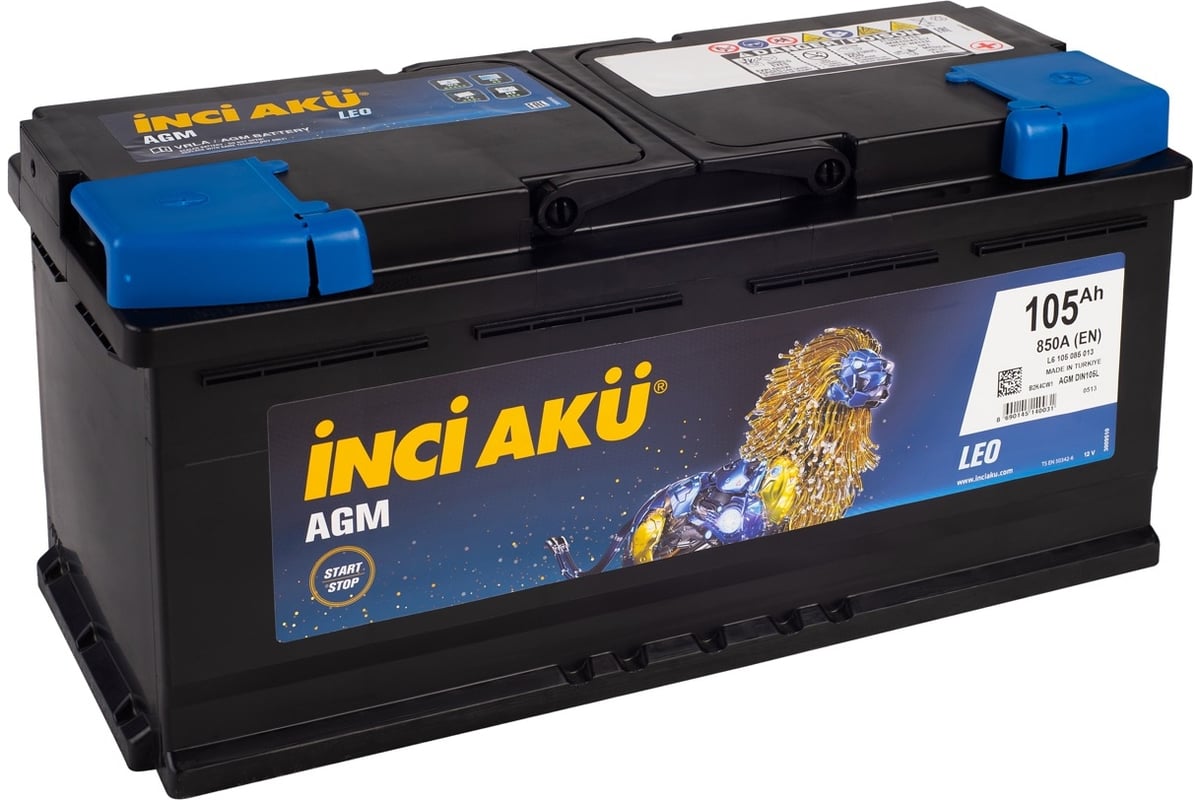 Аккумулятор INCI AKU AGM 105R, 850 A, 394x175x190 мм 461688 - выгодная  цена, отзывы, характеристики, фото - купить в Москве и РФ