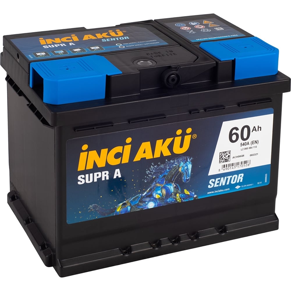 Аккумулятор INCI AKU Supr A 60L, 540 A, 242x175x190 мм 450422 - выгодная  цена, отзывы, характеристики, фото - купить в Москве и РФ