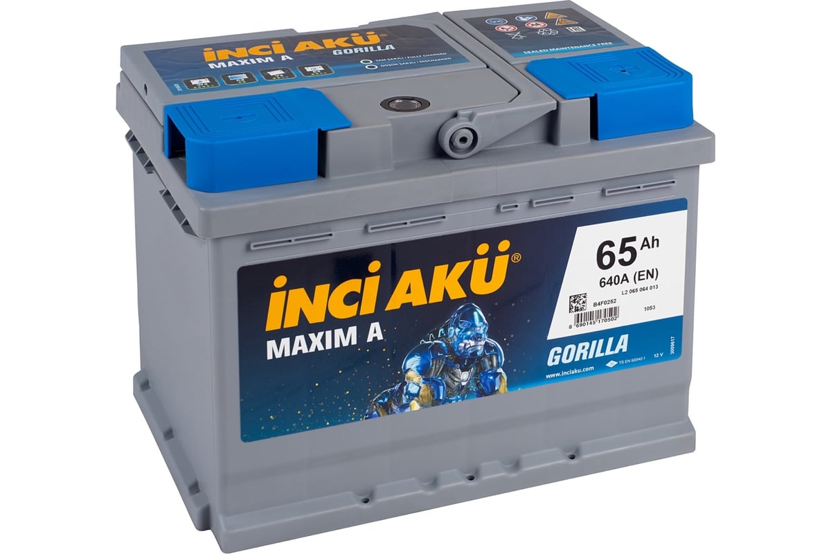 Аккумулятор INCI AKU Maxim A 65R, 640 A, 242x175x190 мм 461402 - выгодная  цена, отзывы, характеристики, фото - купить в Москве и РФ