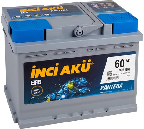 Аккумулятор INCI AKU EFB 60R, 560 A, 242x175x190 мм 462080
