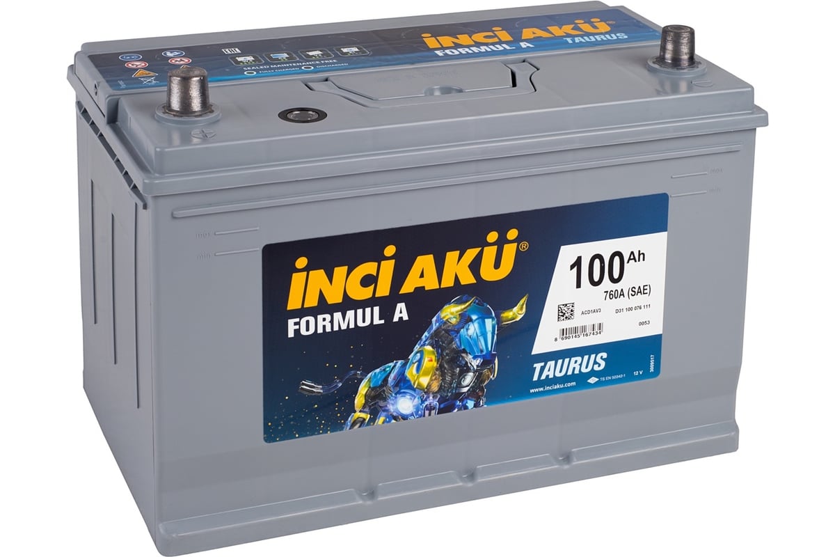 Аккумулятор INCI AKU Formul A 100L, 760 A, 306x175x224 мм 4506 - выгодная  цена, отзывы, характеристики, фото - купить в Москве и РФ