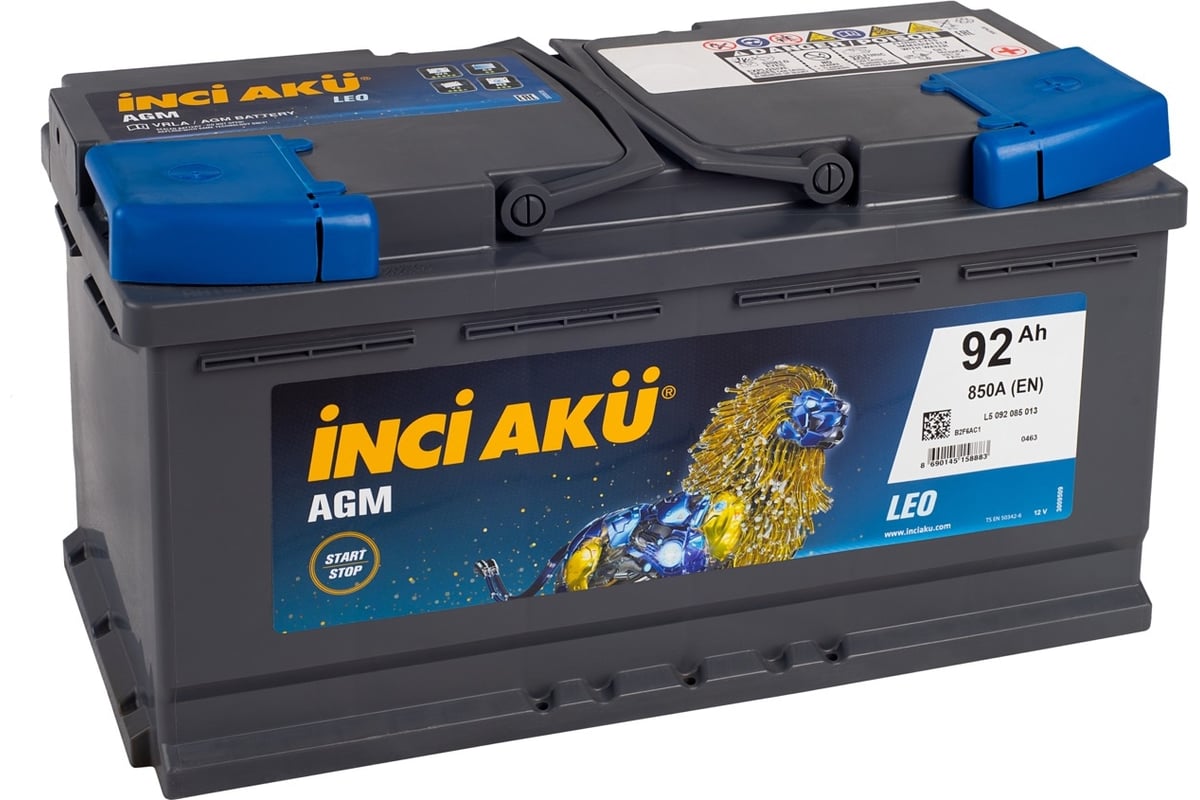 Аккумулятор INCI AKU AGM 92R, 850 A, 353x175x190 мм 450704 - выгодная цена,  отзывы, характеристики, фото - купить в Москве и РФ