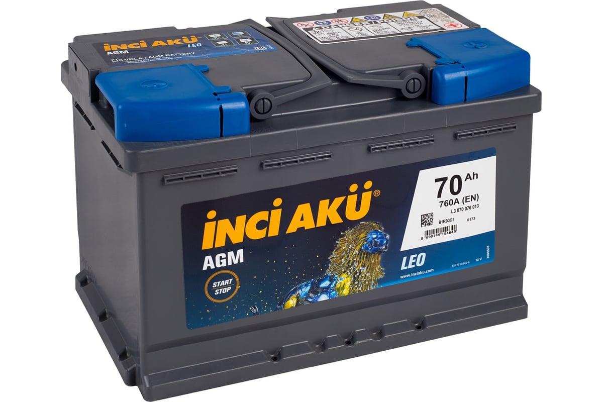 Аккумулятор INCI AKU AGM 70R, 760 A, 278x175x190 мм 450703 - выгодная цена,  отзывы, характеристики, фото - купить в Москве и РФ