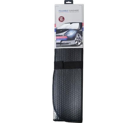 Солнцезащитная шторка AIRLINE PRO 80 см, на лобовое стекло, 200 г/м2, черный/серый ADSS003