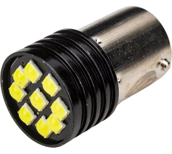 Автолампа SKYWAY диод s25 (p21w) 12v, 9 smd диодов, ba15s 1-конт., белая, противотуманные S08201544 1