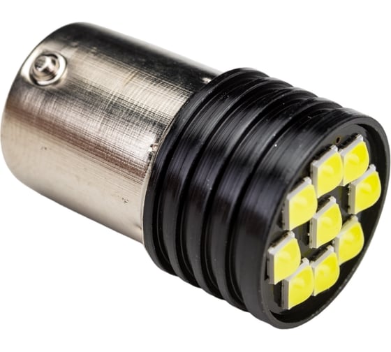 Автолампа SKYWAY диод s25 (p21w) 12v, 9 smd диодов, ba15s 1-конт., белая, противотуманные S08201544