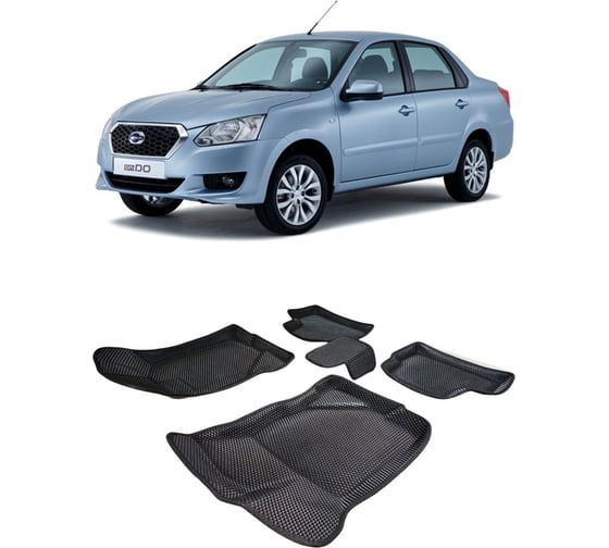 Ковры в салон автомобиля Eva Smart datsun on-do пресс борта 2014 - 2021 эва сота серые c черной окантовкой 3572-B1B5-S 1