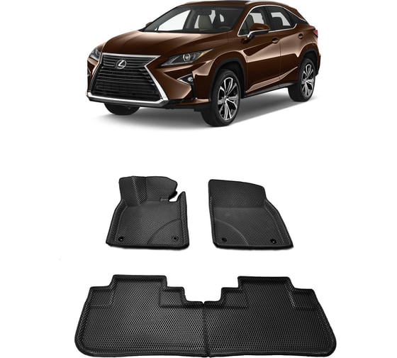 Ковры в салон автомобиля Eva Smart lexus rx iv пресс борта 2015 - эва сота серые c бежевой окантовкой 3894-B1A1-S 1