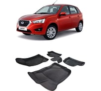 Ковры в салон автомобиля Eva Smart datsun mi-do пресс борта 2015 - 2021 эва сота коричневые c коричневой окантовкой 3573-A6A6-S