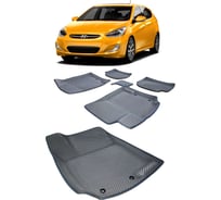 Ковры в салон автомобиля Eva Smart hyundai solaris i пресс борта 2011 - 2017 эва сота серые c серой окантовкой 3594-B1B1-S