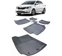 Ковры в салон автомобиля Eva Smart kia rio iii пресс борта 2011 - 2017 эва сота серые c красной окантовкой 3609-B1A7-S