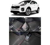 Ковры в салон автомобиля Eva Smart kia sportage iv пресс борта 2015 - эва сота бежевые c синей окантовкой 3772-A1B2-S