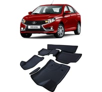 Ковры в салон автомобиля Eva Smart lada vesta пресс борта 2015 - эва сота чёрные c серой окантовкой 3591-B5B1-S