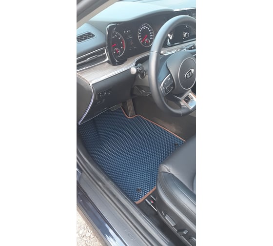 Ковры в салон автомобиля Eva Smart kia k5 2020 - эва сота чёрные c красной окантовкой 3245-B5A7-S