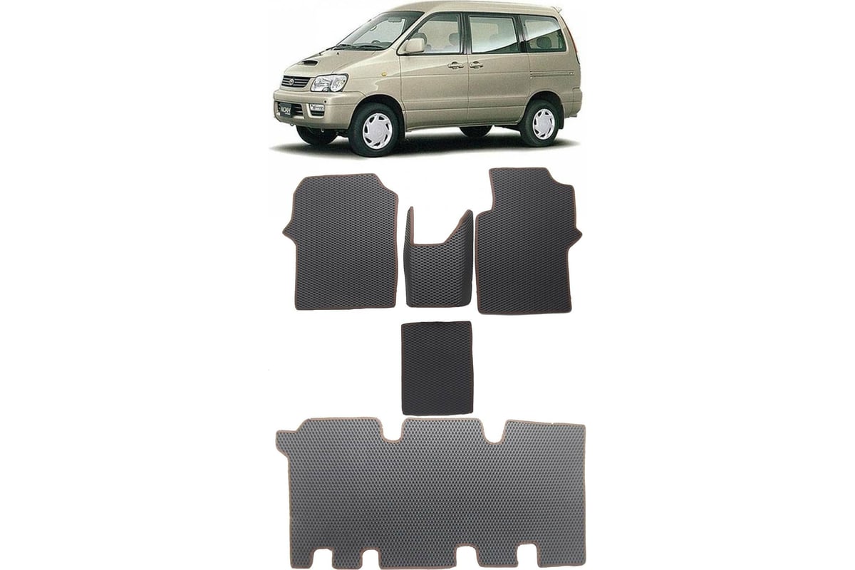 Ковры в салон автомобиля Eva Smart toyota town ace noah (r40, r50) правый  руль 5мест 1998 - 2001 эва сота чёрные c красной окантовкой 3167-B5A7-S -  заказать в интернет-магазине: цена, описание, отзывов - 16.