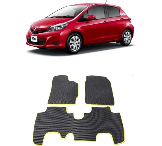 Ковры в салон автомобиля Eva Smart toyota vitz iii (xp130) правый руль 2010 - эва сота коричневые c черной окантовкой 1847-A6B5-S