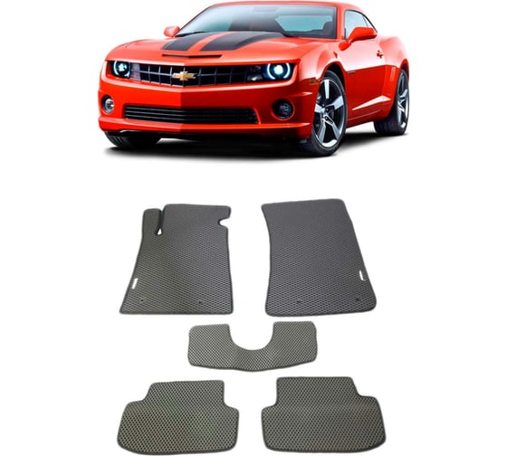 Ковры в салон автомобиля Eva Smart chevrolet camaro v купе 2009 - 2013 эва сота чёрные c черной окантовкой 2401-B5B5-S 1