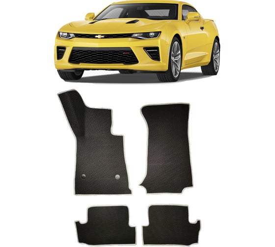 Ковры в салон автомобиля Eva Smart chevrolet camaro vi купе 2015 - 2020 эва сота коричневые c красной окантовкой 3805-A6A7-S