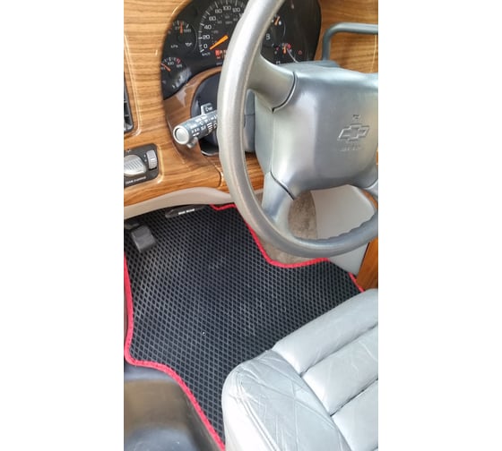 Ковры в салон автомобиля Eva Smart chevrolet express 1996 - 2002 эва сота серые c синей окантовкой 2005-B1B2-S 1