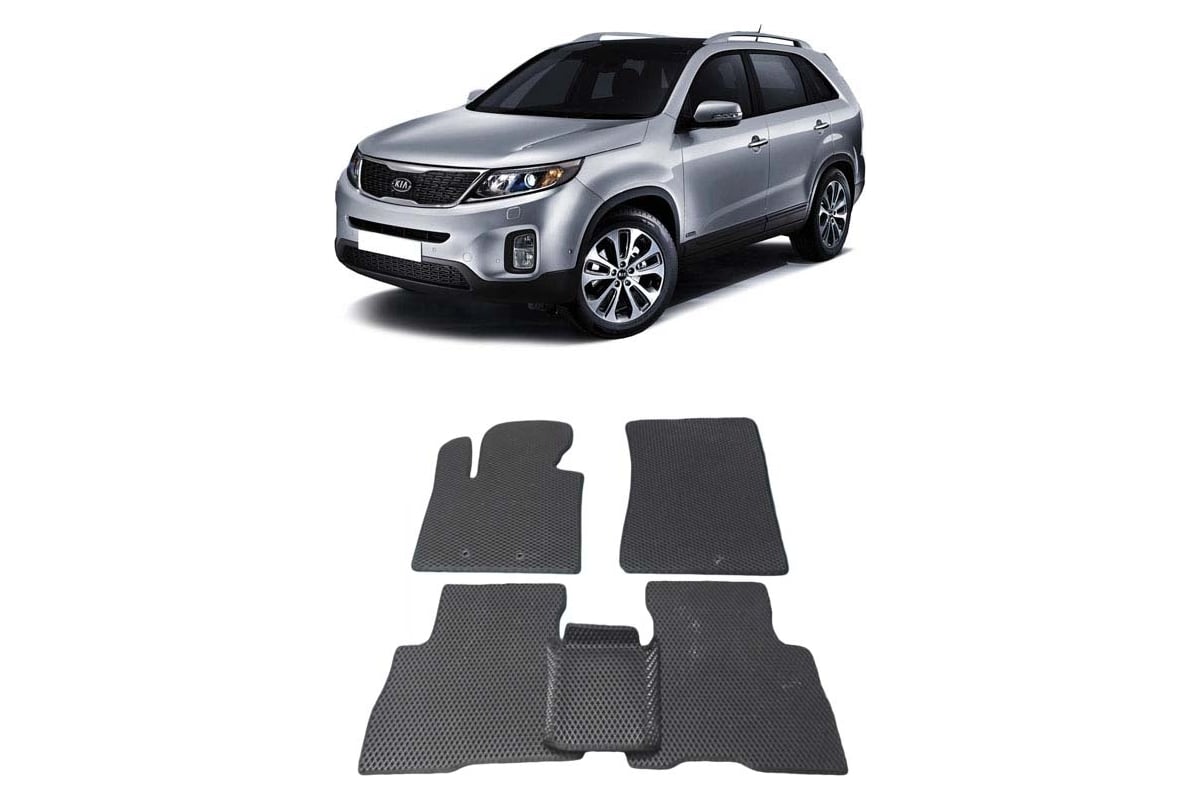 Ковры в салон автомобиля Eva Smart kia sorento ii рестайлинг 2012 - 2020  эва сота чёрные c синей окантовкой 1370-B5B2-S - заказать в  интернет-магазине: цена, описание, отзывы.