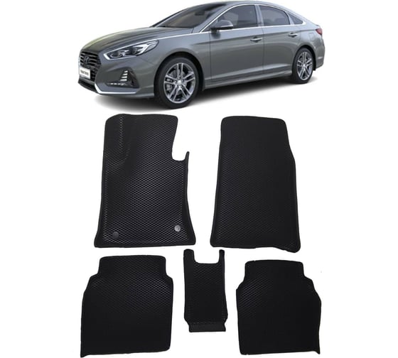 Ковры в салон автомобиля Eva Smart hyundai sonata (lf) vii рестайлинг вариант макси 3d 2017 - 2019 эва сота серые c красной окантовкой 2928-B1A7-S 1