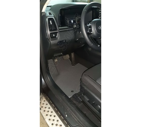 Ковры в салон автомобиля Eva Smart kia sorento iv 7мест 2020 - эва сота бежевые c красной окантовкой 3465-A1A7-S