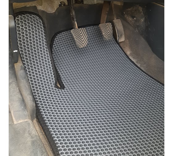 Ковры в салон автомобиля Eva Smart kia soul i 2008 - 2014 эва сота чёрные c синей окантовкой 1376-B5B2-S