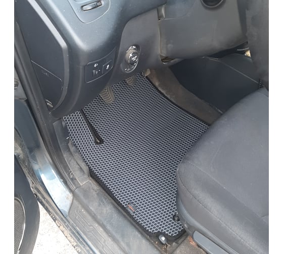Ковры в салон автомобиля Eva Smart kia soul i 2008 - 2014 эва сота бежевые c синей окантовкой 1376-A1B2-S