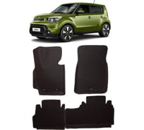 Ковры в салон автомобиля Eva Smart kia soul ii вариант макси 3d 2013 - 2019 эва сота коричневые c красной окантовкой 3287-A6A7-S