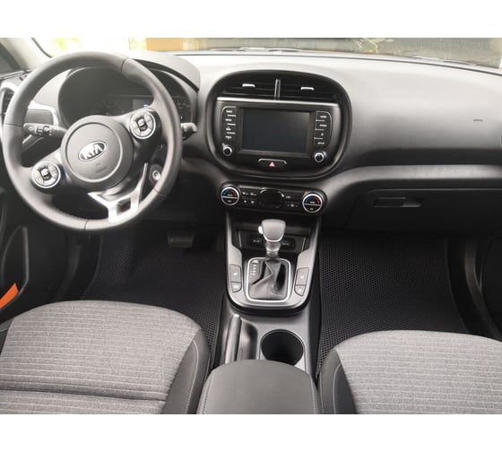 Ковры в салон автомобиля Eva Smart kia soul iii 2019 - эва сота бежевые c синей окантовкой 2892-A1B2-S