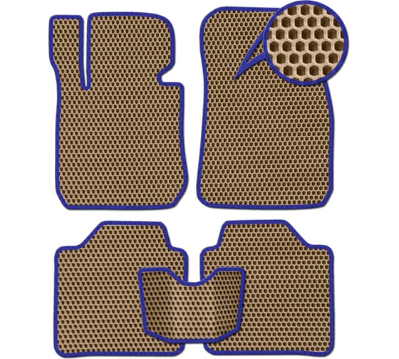 Ковры в салон автомобиля Eva Smart hyundai terracan i 2001 – 2004 эва сота бежевые c синей окантовкой 3842-A1B2-S 1