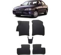 Ковры в салон автомобиля Eva Smart kia spectra вариант макси 3d 2005 - 2011 эва сота чёрные c синей окантовкой 3228-B5B2-S