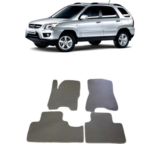 Ковры в салон автомобиля Eva Smart kia sportage ii рестайлинг 2008 - 2010 эва сота чёрные c черной окантовкой 2319-B5B5-S 1