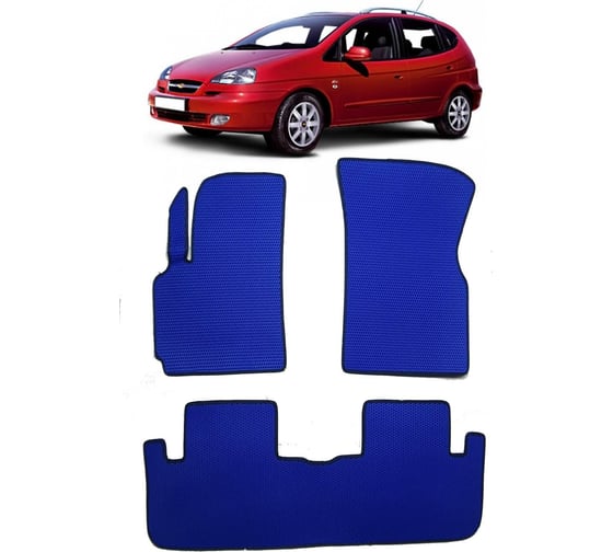Ковры в салон автомобиля Eva Smart chevrolet rezzo минивэн 2004 - 2010 эва сота чёрные c красной окантовкой 1135-B5A7-S