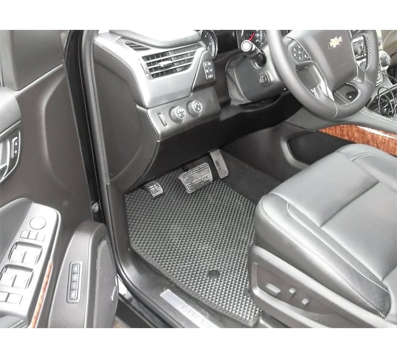 Ковры в салон автомобиля Eva Smart chevrolet tahoe iv 7мест 2014 - эва сота чёрные c серой окантовкой 2422-B5B1-S