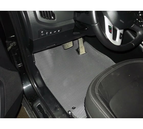 Ковры в салон автомобиля Eva Smart kia sportage iii вариант макси 3d 2010 - 2015 эва сота чёрные c бежевой окантовкой 2595-B5A1-S