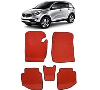Ковры в салон автомобиля Eva Smart kia sportage iii вариант макси 3d 2010 - 2015 эва сота серые c коричневой окантовкой 2595-B1A6-S