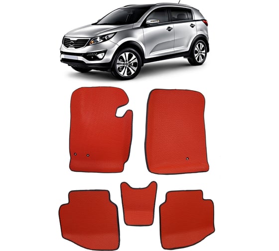 Ковры в салон автомобиля Eva Smart kia sportage iii вариант макси 3d 2010 - 2015 эва сота коричневые c черной окантовкой 2595-A6B5-S 1